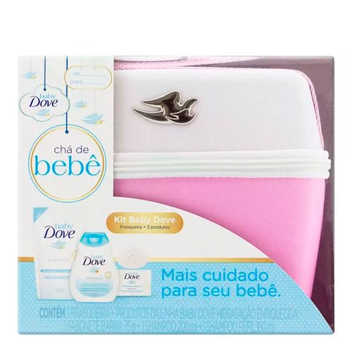 Kit Dove Baby Hidratação Enriquecida Frasqueira Rosa + Shampoo + Refil + Sabonete em Barra Kit Dove Baby Hidratação Enriquecida Frasqueira Rosa + Shampoo + Refil + Sabonete em Barra