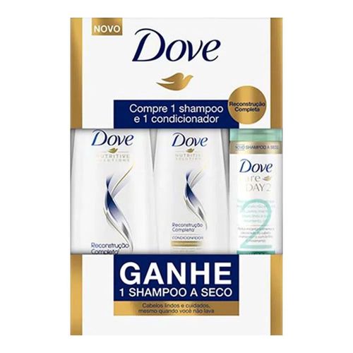 Kit Dove Reconstrução Completa Shampoo 400ml + Condicionador 200ml + Shampoo a Seco Day 2 75ml Kit Dove Reconstrução Completa Shampoo 400ml + Condicionador 200ml + Shampoo a Seco Day 2 75ml