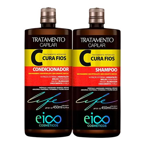 Kit Eico Tratamento Capilar Cura Fios Shampoo 450ml + Condicionador 450ml