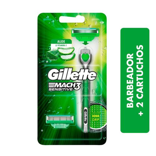 Aparelho De Barbear Gillette Mach3 Acqua-Grip Sensitive + 2 Cargas ...