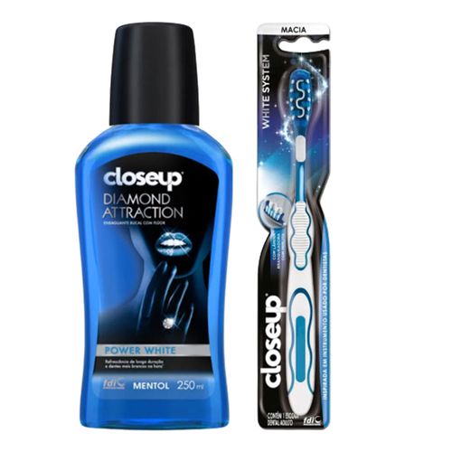 Kit Escova Dental Close Up + Enxaguatório Power White