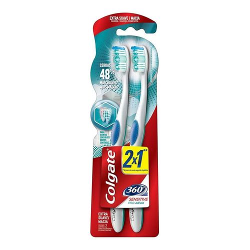 Kit Escova Dental para dentes sensíveis Colgate 360º Sensitive Pró Alívio 2 Unidades Kit Escova Dental para dentes sensíveis Colgate 360º Sensitive Pró Alívio 2 Unidades