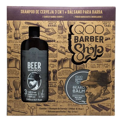 Kit QOD Barber Shop Beer Shampoo 3 em 1 + Bálsamo para Barba 70g Kit QOD Barber Shop Beer Shampoo 3 em 1 + Bálsamo para Barba 70g