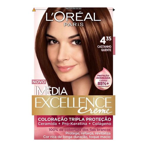 Tintura Imédia Excellence L'Oréal Creme 4.35 Castanho Quente Tintura Imédia Excellence L'Oréal Creme 4.35 Castanho Quente