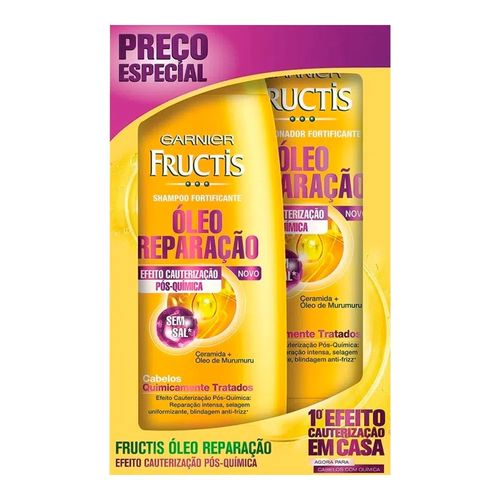 Kit Shampoo + Condicionador Garnier Fructis Óleo Reparação Pós-Química 200ml Kit Shampoo + Condicionador Garnier Fructis Óleo Reparação Pós-Química 200ml
