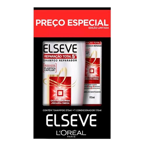 Kit Elseve Shampoo Reparação Total 5 375ml + Condicionador 170ml