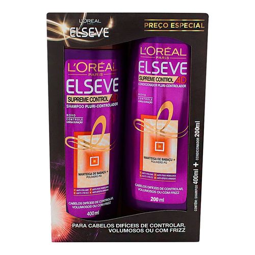 Kit Elseve Supreme Control 4D Shampoo 400ml + Condicionador 200ml Kit Elseve Supreme Control 4D Shampoo 400ml + Condicionador 200ml