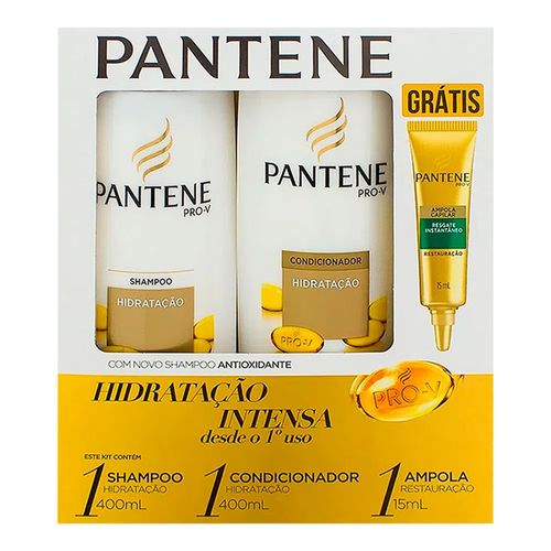 Kit Pantene Hidratação Shampoo 400ml + Condicionador 200ml + Ampola de Tratamento 15ml Kit Pantene Hidratação Shampoo 400ml + Condicionador 200ml + Ampola de Tratamento 15ml