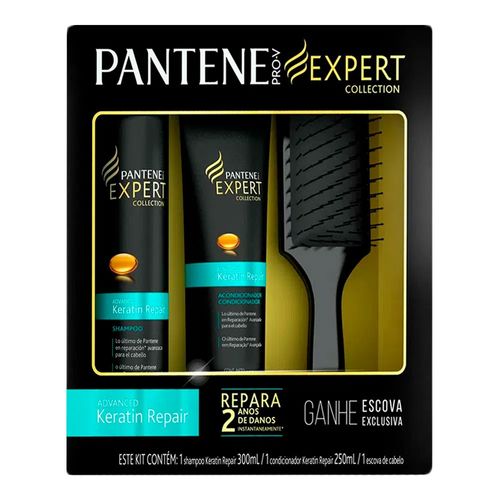 Kit Pantene Keratyn Repair Shampoo 300ml + Condicionador 250ml Grátis Escova de Pentear Kit Pantene Keratyn Repair Shampoo 300ml + Condicionador 250ml Grátis Escova de Pentear