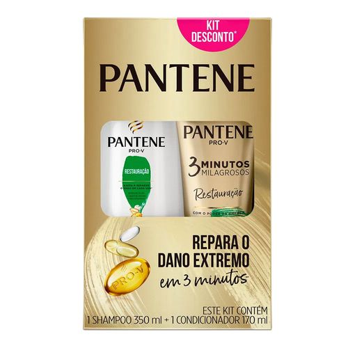 Kit Pantene Shampoo Restauração 350ml + Condicionador 3 Minutos Milagrosos 170ml Kit Pantene Shampoo Restauração 350ml + Condicionador 3 Minutos Milagrosos 170ml
