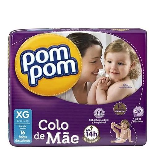 Fralda Descartável Pom Pom Colo de Mamãe Tamanho XG 16 Unidades Fralda Descartável Pom Pom Colo de Mamãe Tamanho XG 16 Unidades