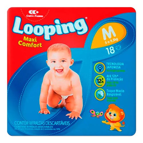 Fralda Descartável Looping Maxi Confort Prática M 18 Unidades Fralda Descartável Looping Maxi Confort Prática M 18 Unidades