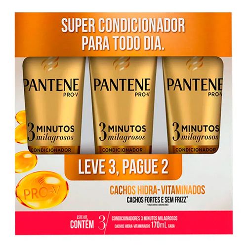 Kit Condicionador Pantene 3 Minutos Milagrosos Cachos Hidravitaminados 170ml Kit Condicionador Pantene 3 Minutos Milagrosos Cachos Hidravitaminados 170ml
