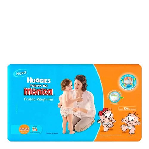 Fralda Descartável Huggies Turma Da Mônica Veste Fácil Mega XG 34 Unidades Fralda Descartável Huggies Turma Da Mônica Veste Fácil Mega XG 34 Unidades
