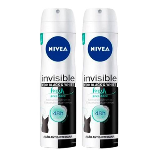 Kit Desodorante Aerosol Feminino Nivea Invisible Black & White Fresh 150ml 2 Unidades Kit Desodorante Aerosol Feminino Nivea Invisible Black & White Fresh 150ml 2 Unidades