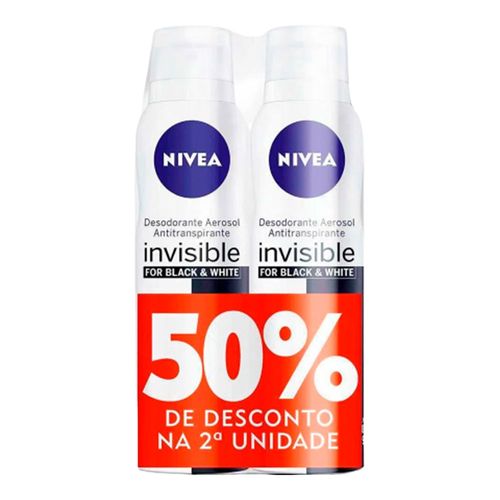 Kit Desodorante Aerosol Feminino Nivea Invisible For Black & White 150ml 2 Unidades Kit Desodorante Aerosol Feminino Nivea Invisible For Black & White 150ml 2 Unidades