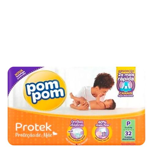 Fralda Pom Pom Protek Baby Proteção De Mãe Jumbo P 32 Unidades Fralda Pom Pom Protek Baby Proteção De Mãe Jumbo P 32 Unidades