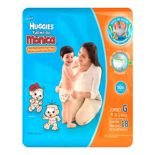 Fralda Descartável Huggies Veste Fácil Jumbo Grande 18 Unidades Fralda Descartável Huggies Veste Fácil Jumbo Grande 18 Unidades