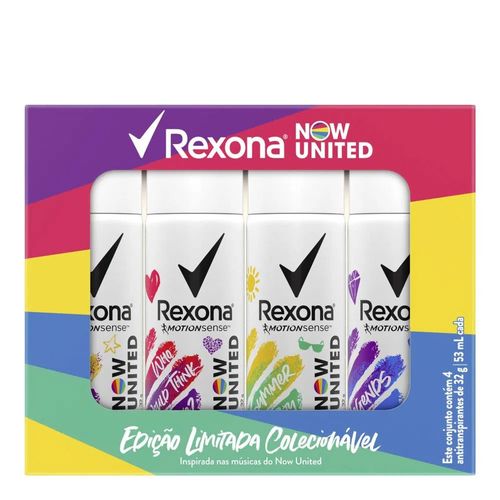 Kit Desodorante Aerosol Rexona Now United Summer 53ml 4 Unidades Kit Desodorante Aerosol Rexona Now United Summer 53ml 4 Unidades