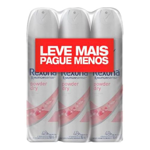 Kit Desodorante Aerosol Rexona Powder Dry Feminino 90g 3 Unidades