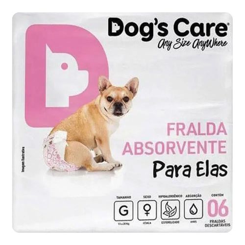 Fralda Higiênica Fêmea Descartável Dog’s Care - 06 Unidades Fralda Higiênica Fêmea Descartável Dog’s Care - 06 Unidades
