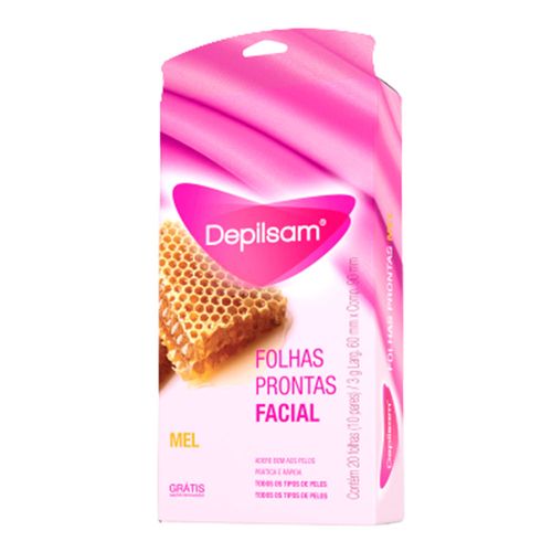 Folhas Prontas Para Depilação Depilsam Facial com 20 unidades