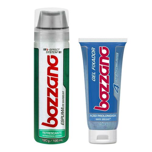 Kit Bozzano Espuma de Barbear Refrescante 190g + Gel Fixador 150g Kit Bozzano Espuma de Barbear Refrescante 190g + Gel Fixador 150g