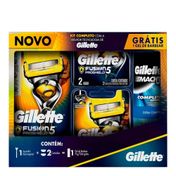 Kit Gillette Aparelho de Barbear Fusion5 Proshield + 2 Cartuchos + Gel Mach3 72ml