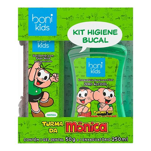 Kit Higiene Bucal Boni Kids Cebolinha Gel Dental 50g + Enxaguatório Bucal 250ml