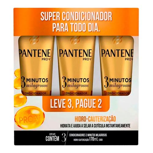 Kit Pantene 3 Minutos Milagrosos Hidro-Cauterização Condicionador 170ml 3 Unidades Kit Pantene 3 Minutos Milagrosos Hidro-Cauterização Condicionador 170ml 3 Unidades