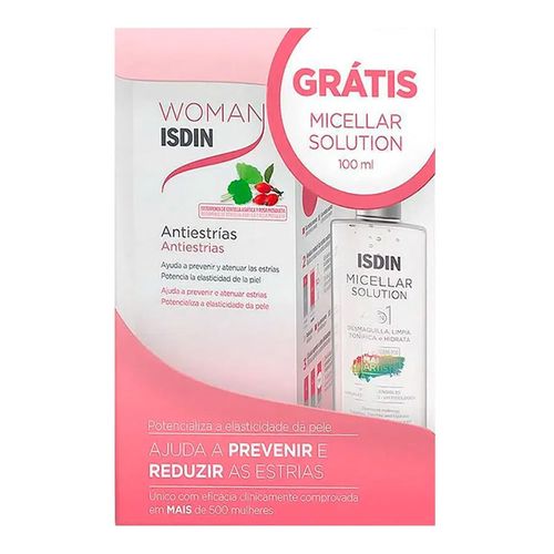 Kit Woman Isdin Antiestrias 250ml + Solução Micellar Solution 100ml Kit Woman Isdin Antiestrias 250ml + Solução Micellar Solution 100ml