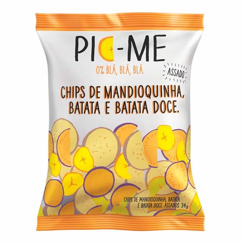 CHIPS ASSADO MANDIOQUINHA, BATATA DOCE E BATATA - PIC-ME - 34G CHIPS ASSADO MANDIOQUINHA, BATATA DOCE E BATATA - PIC-ME - 34G