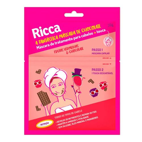 Máscara de Tratamento Ricca Nutrição Frutas Vermelhas E Chocolate 30g + Touca 1 Unidade Máscara de Tratamento Ricca Nutrição Frutas Vermelhas E Chocolate 30g + Touca 1 Unidade