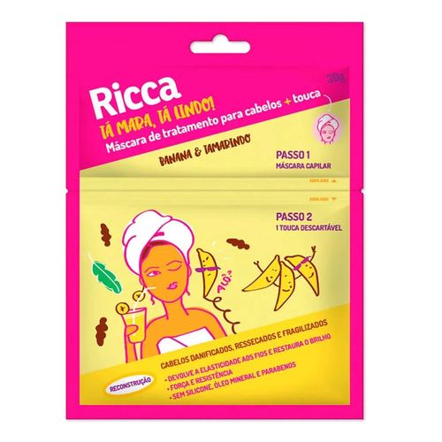 Máscara de Tratamento Ricca Reconstrução Banana e Tamarindo 30g + Touca 1 Unidade Máscara de Tratamento Ricca Reconstrução Banana e Tamarindo 30g + Touca 1 Unidade