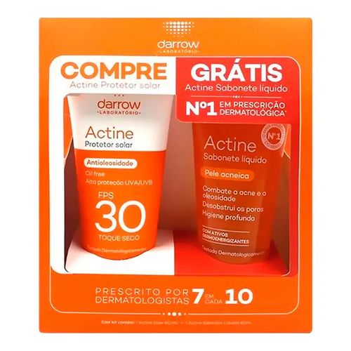 Kit Protetor Solar Actine FPS30 + Sabonete Líquido 60ml Kit Protetor Solar Actine FPS30 + Sabonete Líquido 60ml