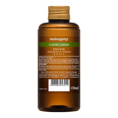Refil de Difusor de Ambiente Capim Limão Mahogany 150ml Refil de Difusor de Ambiente Capim Limão Mahogany 150ml