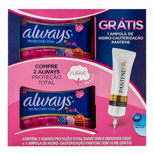Kit Absorvente Always Externo Pink C/ Abas C/ 2 + Pantene Kit Absorvente Always Externo Pink C/ Abas C/ 2 + Pantene