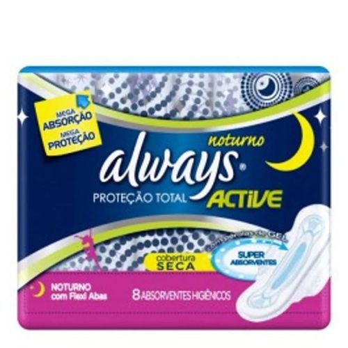 Kit Absorvente Always Malha Seca Noturno com Abas 8 Unidades