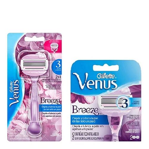 Kit Aparelho Gillette Venus Breeze + Carga 2 Unidades Kit Aparelho Gillette Venus Breeze + Carga 2 Unidades