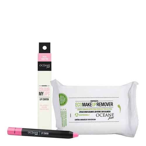 Kit Batom Océane Lip Crayon + Lenços Demaquilantes Océane Ecofriendly Kit Batom Océane Lip Crayon + Lenços Demaquilantes Océane Ecofriendly