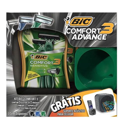 Kit Bic Comfort 3 Advance 4 Unidades + Brinde Amplificador De Som
