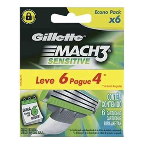 Kit Carga Gillette Mach 3 Sensitive 6 Unidades Kit Carga Gillette Mach 3 Sensitive 6 Unidades