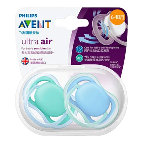Kit Chupeta Avent Ultra Air Lisa 6-18 Meses Azul 2 Unidades Kit Chupeta Avent Ultra Air Lisa 6-18 Meses Azul 2 Unidades