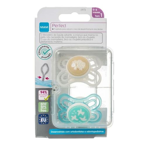 Kit Chupeta Mam Perfect 0+ Meses Neutra 2 Unidades Kit Chupeta Mam Perfect 0+ Meses Neutra 2 Unidades