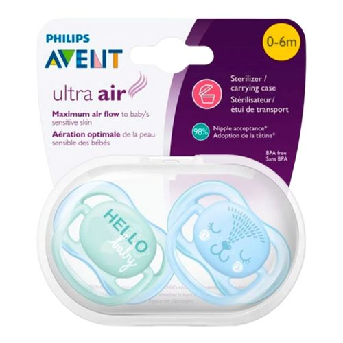 Kit Chupeta Philips Avent Ultra Air Verde 0-6 Meses 2 Unidades Kit Chupeta Philips Avent Ultra Air Verde 0-6 Meses 2 Unidades