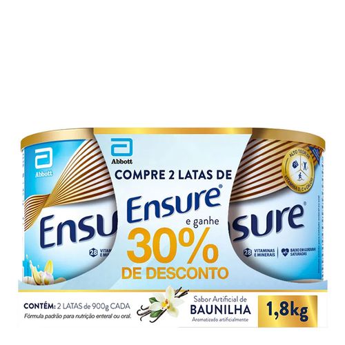 Kit Complemento Alimentar Ensure Sabor Baunilha 900g 2 Unidades Kit Complemento Alimentar Ensure Sabor Baunilha 900g 2 Unidades