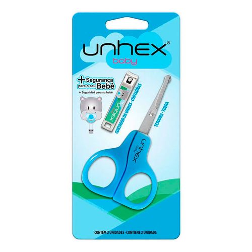 Kit para Unhas Unhex Cortador e Tesourinha Baby Azul