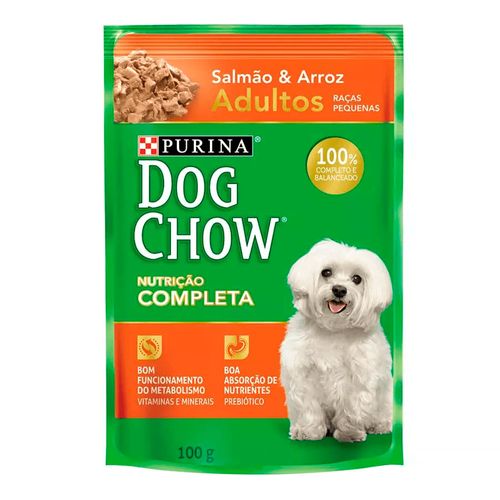Dog Chow Sachê Adulto Raças Pequenas Salmão e Arroz 100g Dog Chow Sachê Adulto Raças Pequenas Salmão e Arroz 100g
