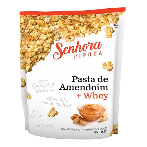 Pipoca de Pasta de Amendoin + Whey - Senhora Pipoca - 90g Pipoca de Pasta de Amendoin + Whey - Senhora Pipoca - 90g