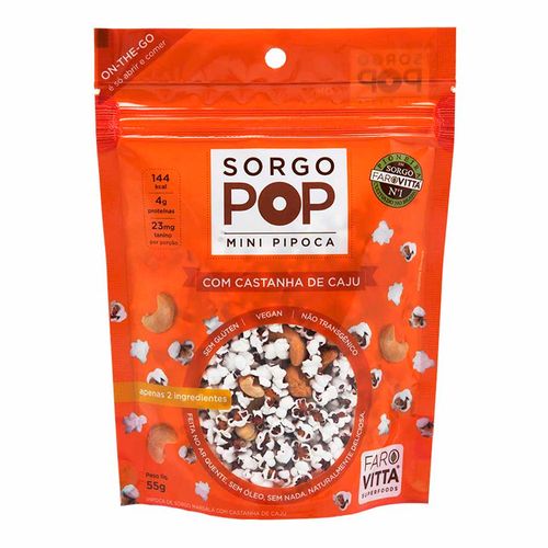 Pipoca de Sorgo Pop com Castanha de Caju - Farovitta - 55g Pipoca de Sorgo Pop com Castanha de Caju - Farovitta - 55g